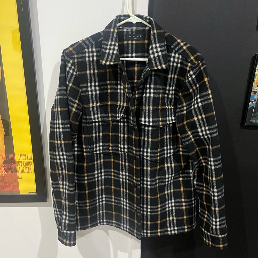 All Saints Black and White Plaid Jacket